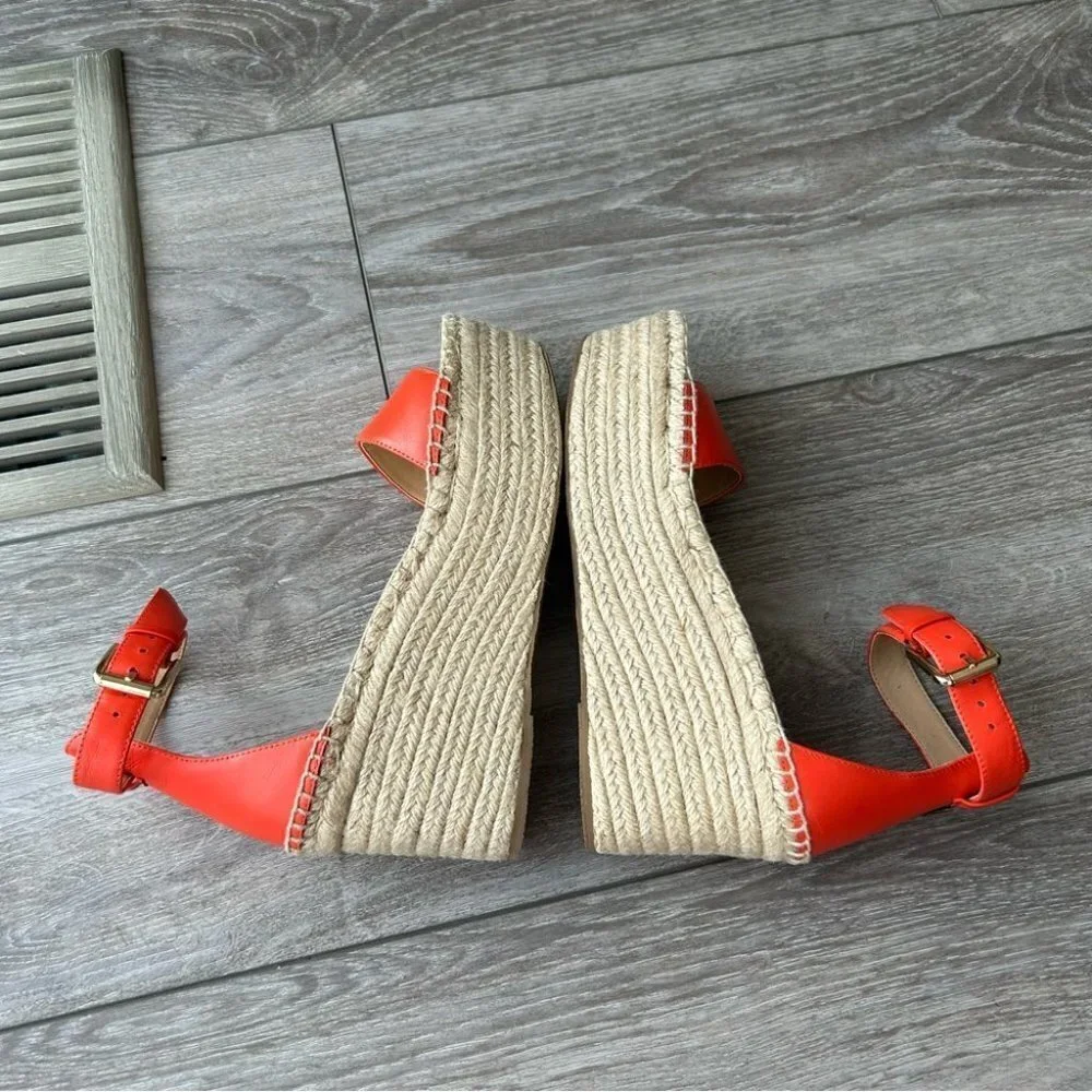 J Crew VACHETTA Leather Platform Espadrille Sandals